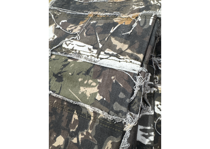 Flare Denim Pants Layered Dark Camo