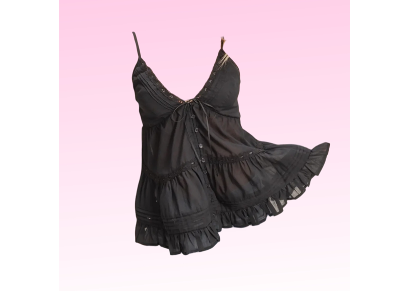 Delilah Babydoll Top - Black