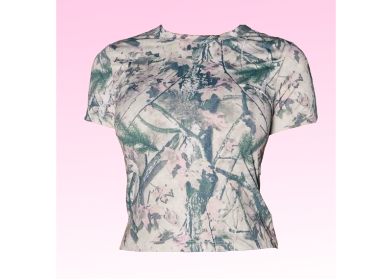 Blending In Camo Crop Top - Pink Wood