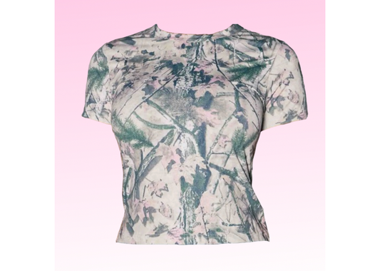 Blending In Camo Crop Top - Pink Wood