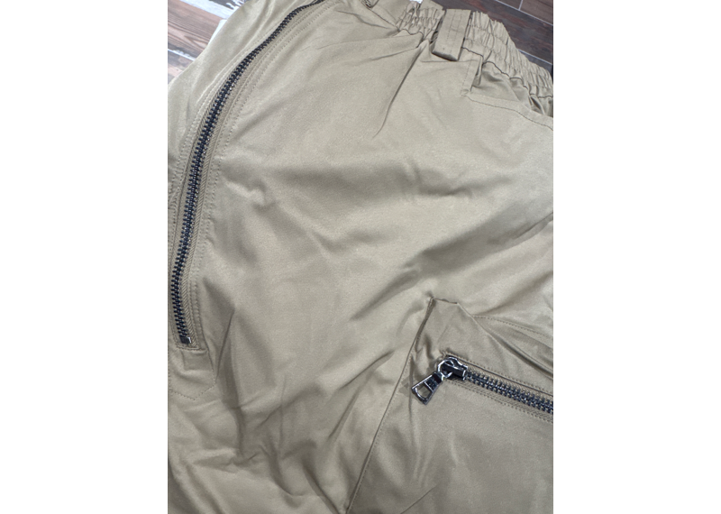 Wide Leg Zippered Pant Cargo Khaki