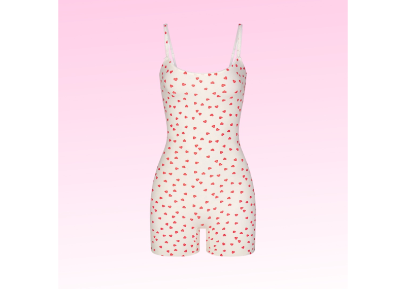 SKIMS Fits everybody picot romper- RUBY HEART PRINT (SOLD OUT ON SKIMS)