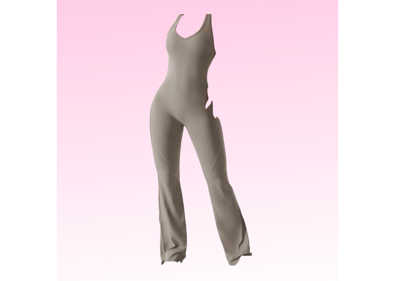 Smooth Flared Jumpsuit - Khaki