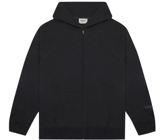 Fear of God Essentials Full Zip Up Hoodie Applique Logo Dark Slate/Stretch Limo/Black
