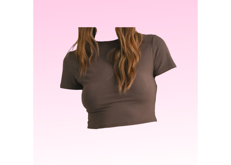 Soft Knit Jersey Crewneck Tee - Chocolate
