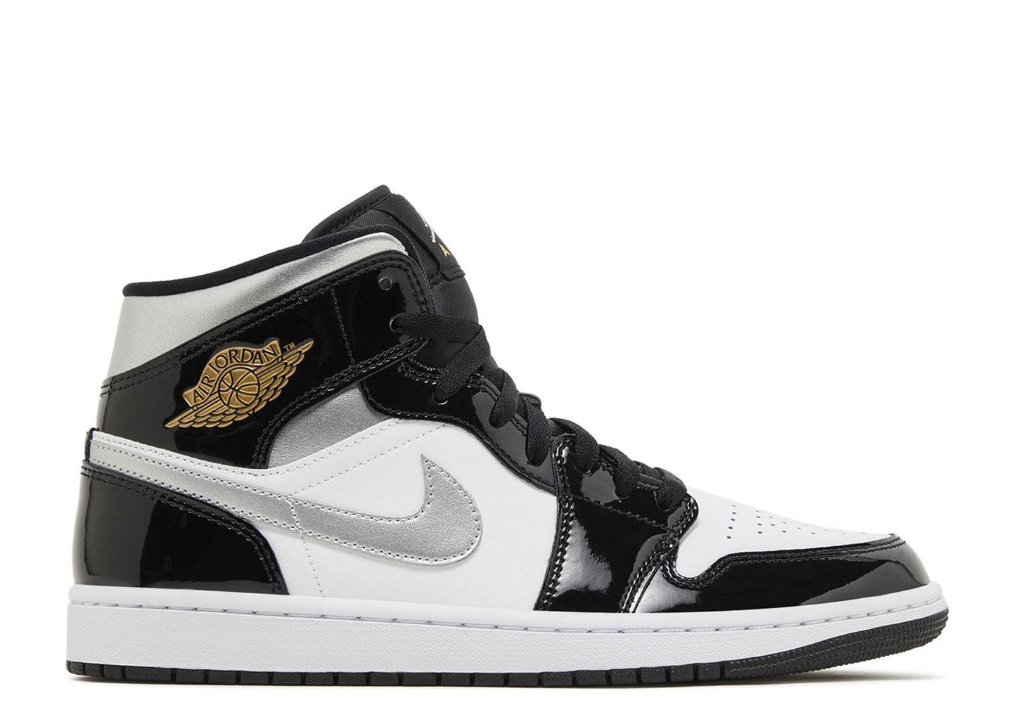Air Jordan 1 Mid SE Black White Metallic Silver