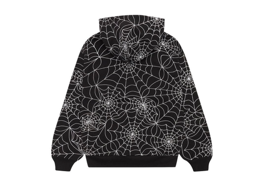 Sp5der Embroidered AOP Hoodie Black
