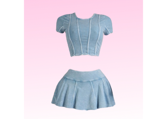 On Chill Ribbed Skirt Set