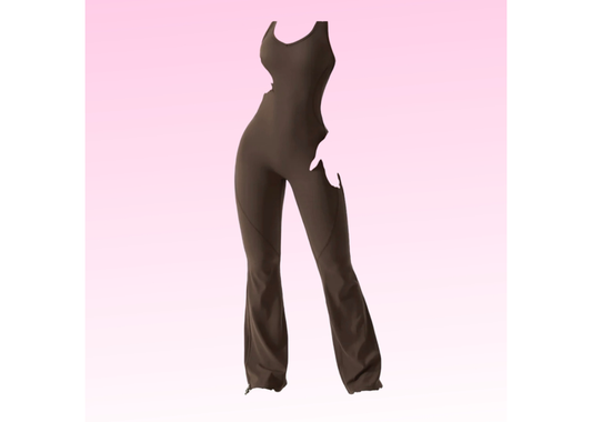 Smooth Flared Jumpsuit - Coffee