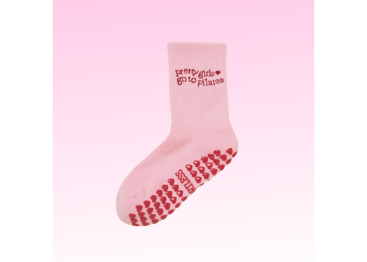 Pilates Girl Grip Socks - Pink Heart
