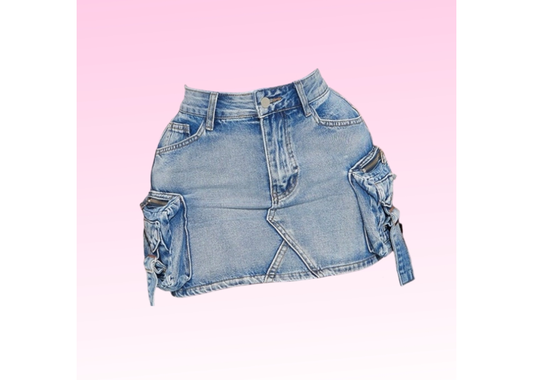 Pocket Cargo Denim Skirt