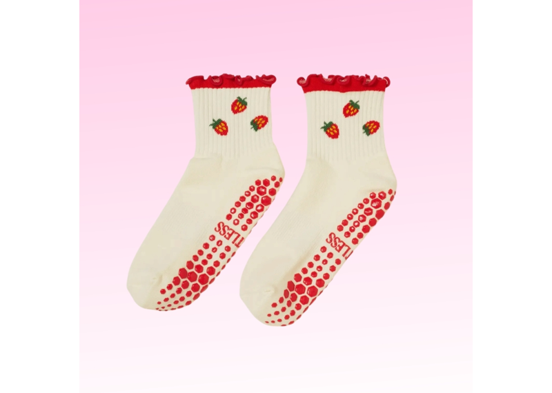 Strawberry Ruffle Grip Socks