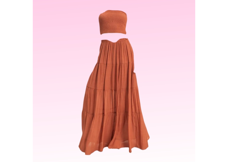 Dreamy Tube Top Skirt Set - Rust