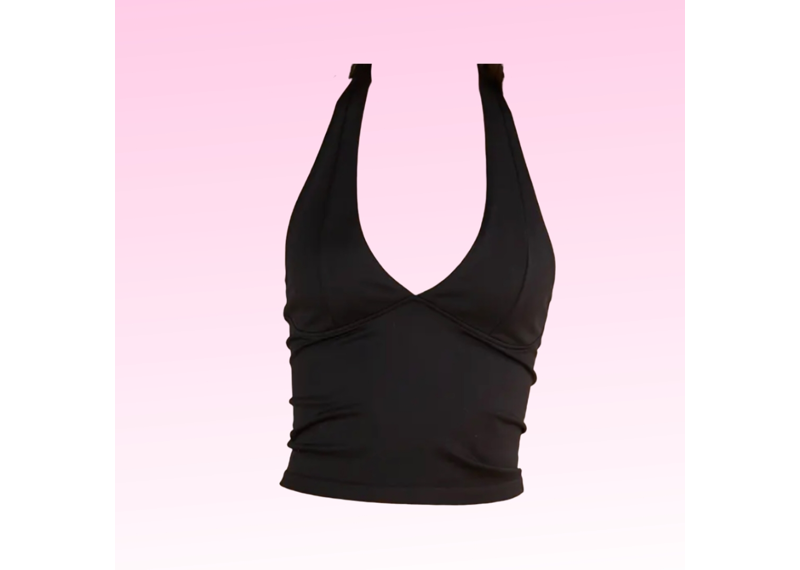 Soft Smoothing Halter Top - Black