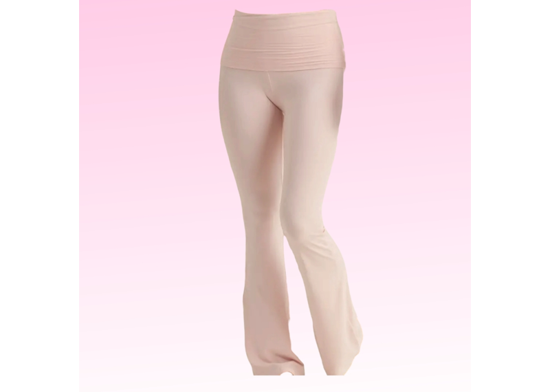 Soft Knit Foldover Flare Pants - Pink