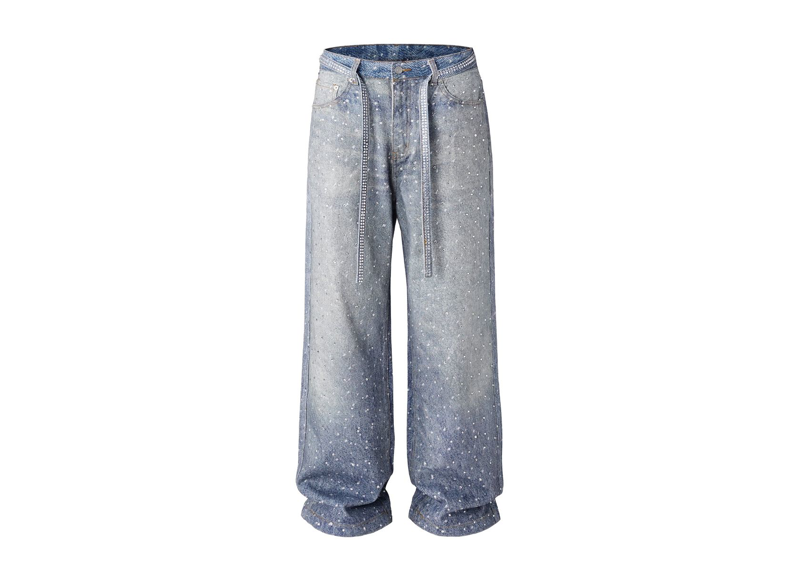 Baggy Azul Rhinestone Denim Pants