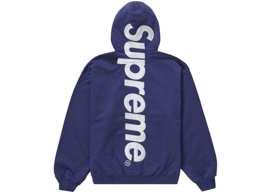 Supreme Satin Applique Hooded Sweatshirt (FW23) Washed Navy