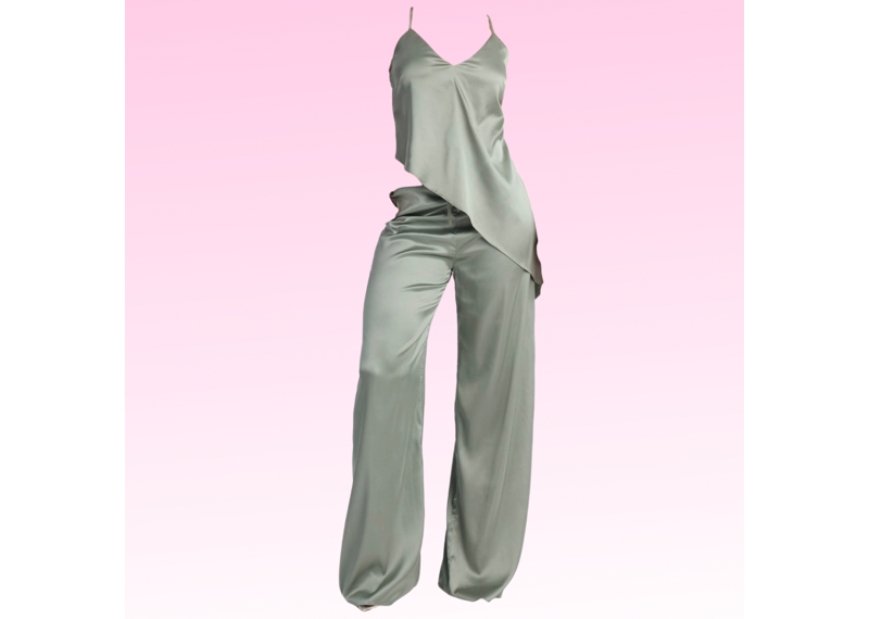 Azaria Backless Satin Pant Set