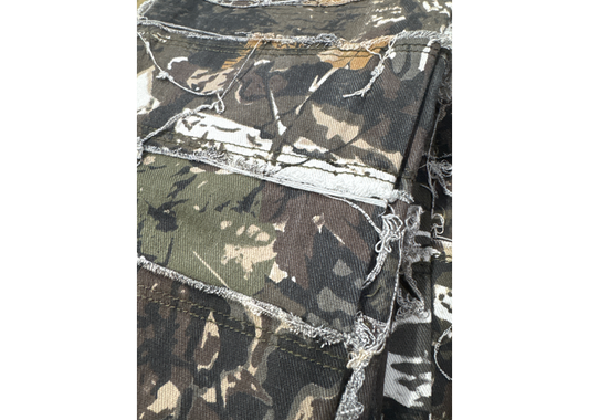 Flare Denim Pants Layered Dark Camo