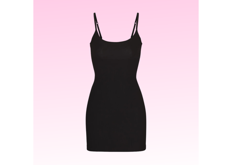 SKIMS SOFT LOUNGE MINI SLIP DRESS- ONYX