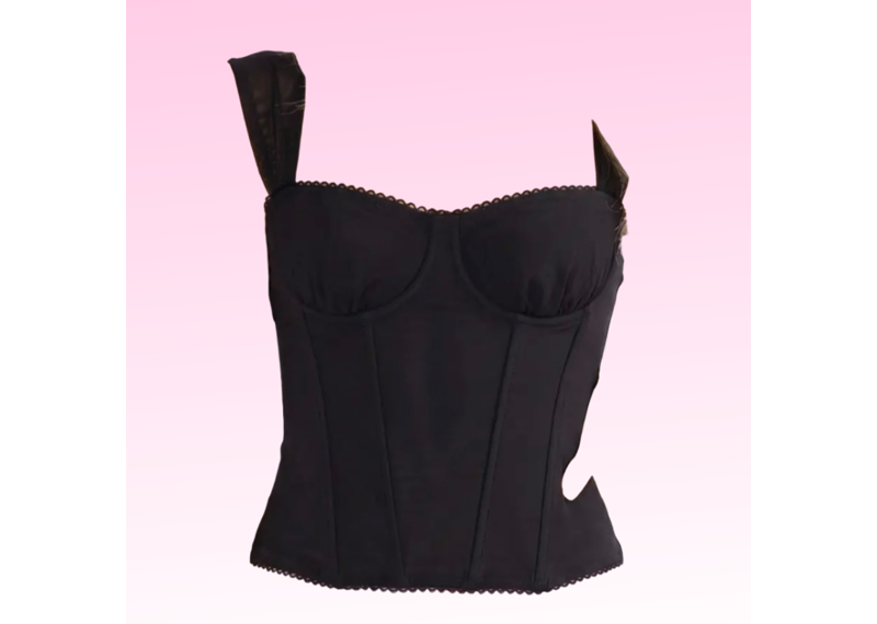 Ruffled Corset Top - Black
