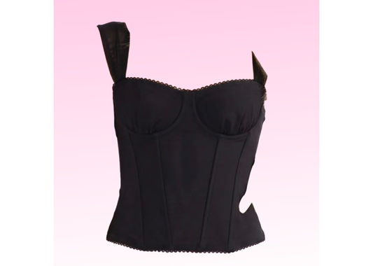Ruffled Corset Top - Black