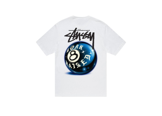 Stussy Born X Raised 8 Ball Tee White