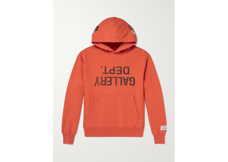 Gallery Dept Logo-Print Appliqued Cotton-Jersey Hoodie