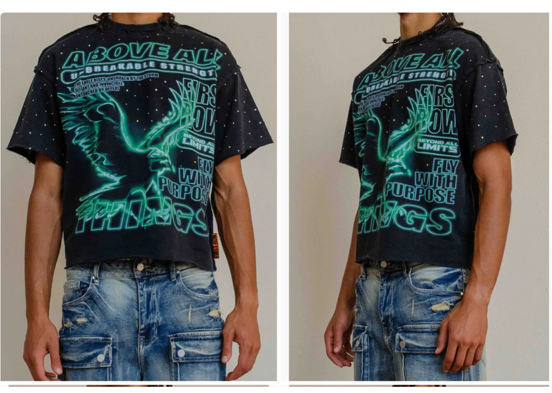 Nocturnal Flight Cropped Tee Fly with Purpose