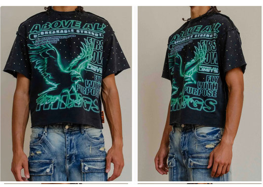Nocturnal Flight Cropped Tee Fly with Purpose