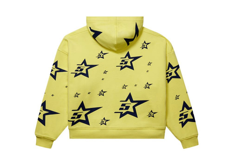 Sp5der Double Layer 5 Star Zip Hoodie Yellow
