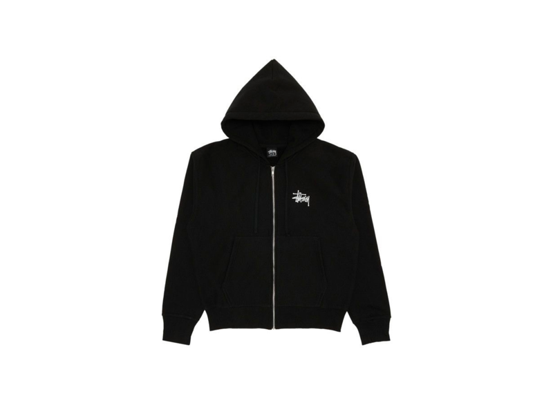 Stussy Basic Logo Zip Up Hoodie Black
