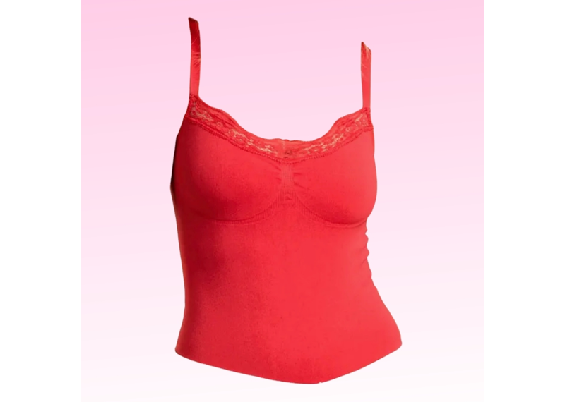 Lace Seamless Bodysuit - Red
