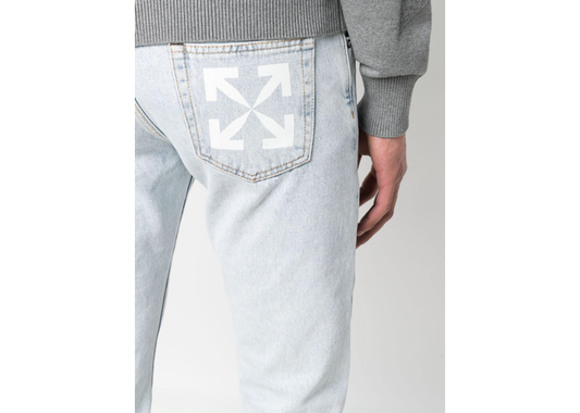 OFF-WHITE logo print Light Wash Jeans