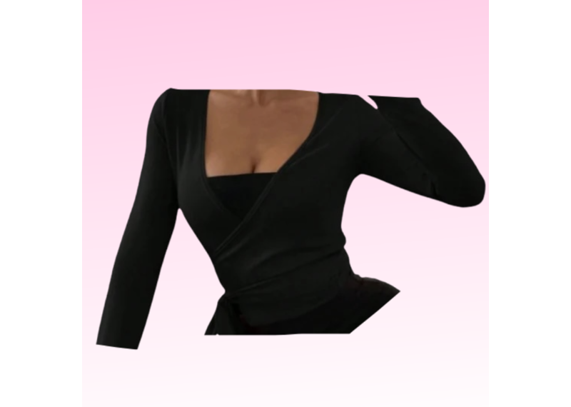 The Allure Wrap Top - Black