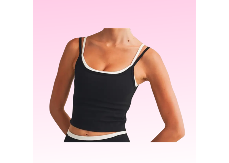 Double Layered Tank Top - Black