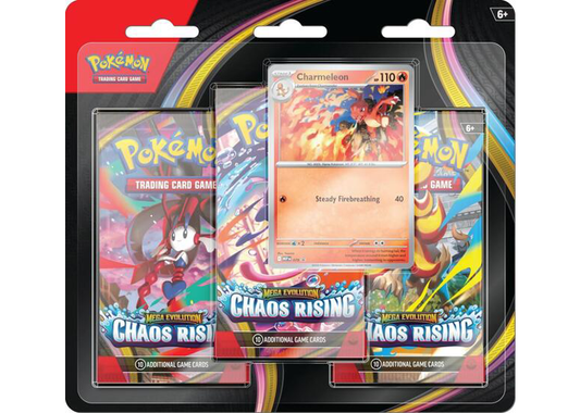2026 Pokemon Mega Evolution Chaos Rising Charmeleon 3 Pack Blister