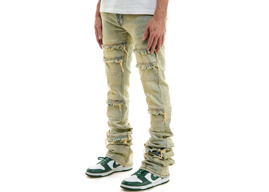 Super Stacked Blue/Khaki Denim Pant