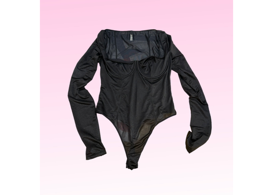 SKIMS Onyx Mesh Long Sleeve Bodysuit