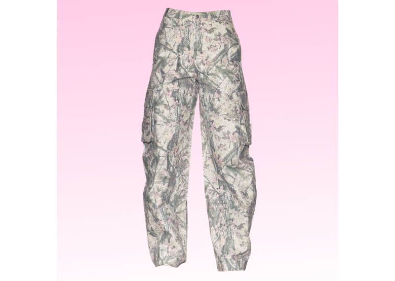 Rhinestone Camo Cargo Jeans - Pink Wood