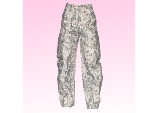 Rhinestone Camo Cargo Jeans - Pink Wood