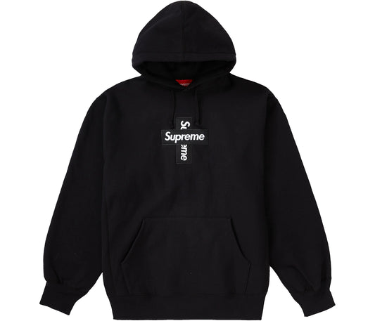 Supreme Cross Box Logo Hooded Sweatshirt Black