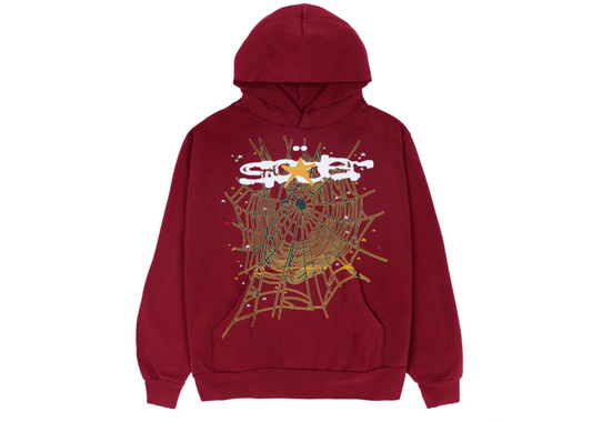 Sp5der logo Hoodie Maroon