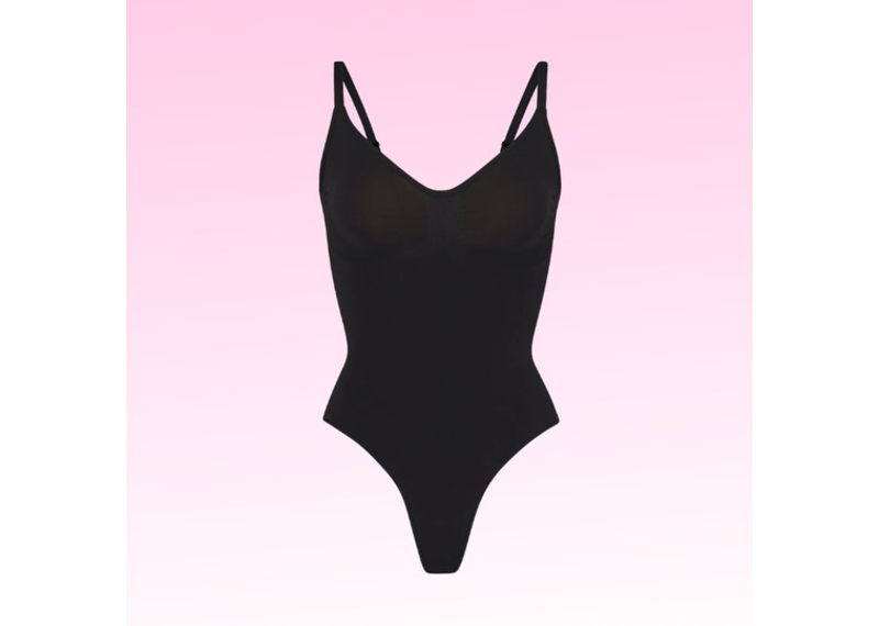 SKIMS SEAMLESS SCULPT THONG BODYSUIT- ONYX