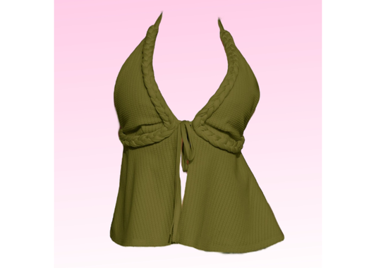 Braided Halter Top - Olive