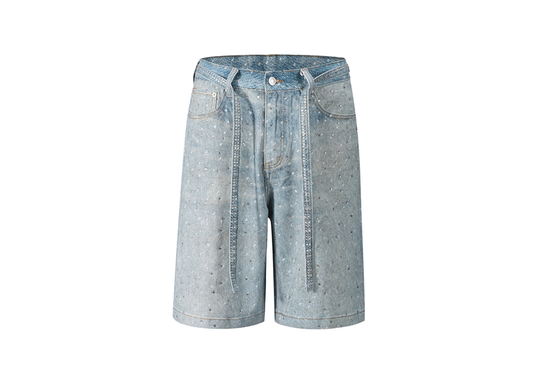 Baggy Azul Rhinestone Shorts