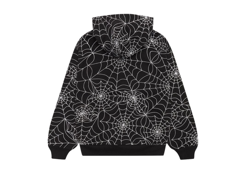 Sp5der Embroidered AOP Hoodie Black