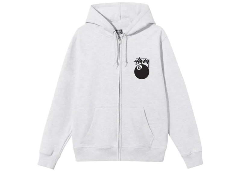 Stussy 8 Ball Zip Up Ash Heather