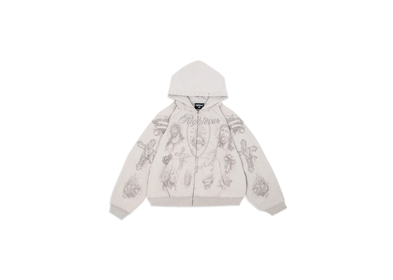 Righteous Tattoo Grey Zip Up