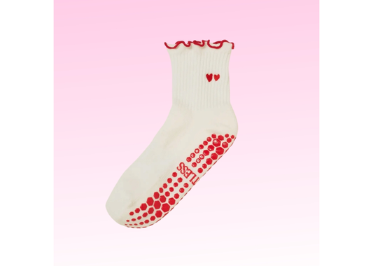 Heart Duo Ruffle Grip Socks